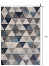 2’ X 10’ Navy Blue Geometric Diamond Runner Rug