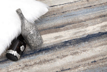 Blue And Beige Distressed Stripes Runner Rug - 2’ x 10’