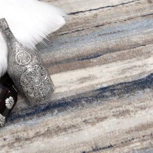 Blue And Beige Distressed Stripes Runner Rug - 2’ x 10’