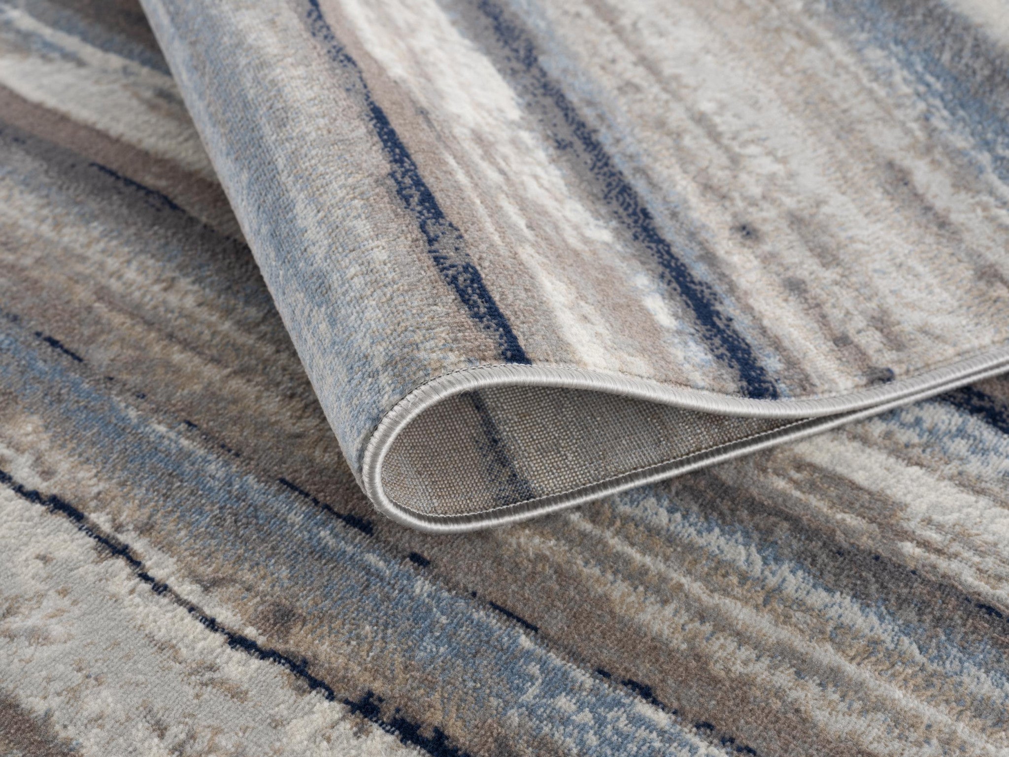 Blue And Beige Distressed Stripes Runner Rug - 2’ x 10’