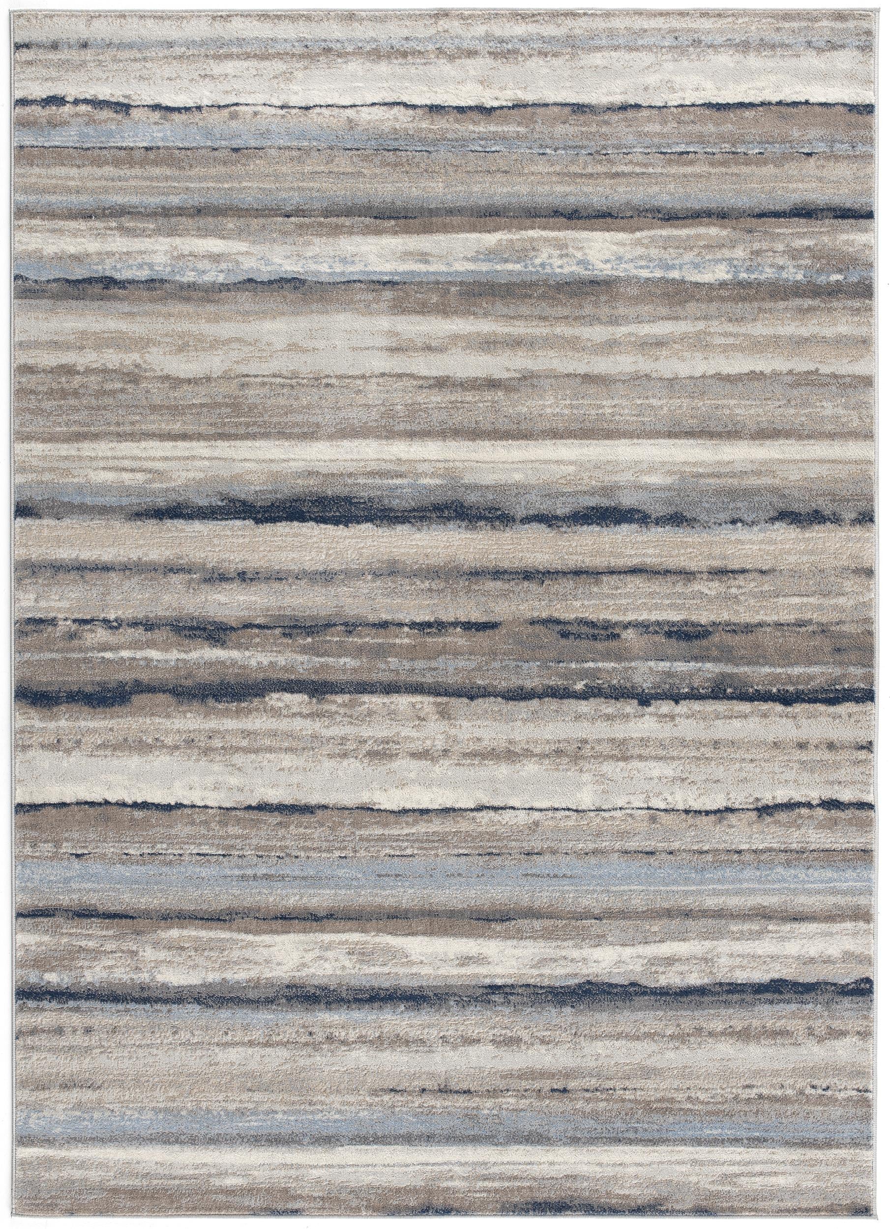 Blue And Beige Distressed Stripes Runner Rug - 2’ x 10’