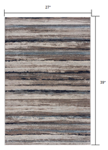 Blue And Beige Distressed Stripes Runner Rug - 2’ x 10’