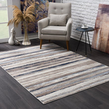 Blue And Beige Distressed Stripes Runner Rug - 2’ x 10’