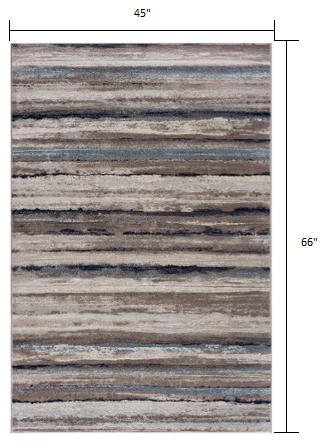 Blue And Beige Distressed Stripes Runner Rug - 2’ x 10’