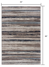 Blue And Beige Distressed Stripes Runner Rug - 2’ x 10’
