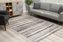 Blue And Beige Distressed Stripes Runner Rug - 2’ x 10’