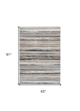Blue And Beige Distressed Stripes Runner Rug - 2’ x 10’