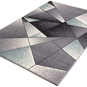 4’ X 6’ Gray And Blue Prism Pattern Area Rug