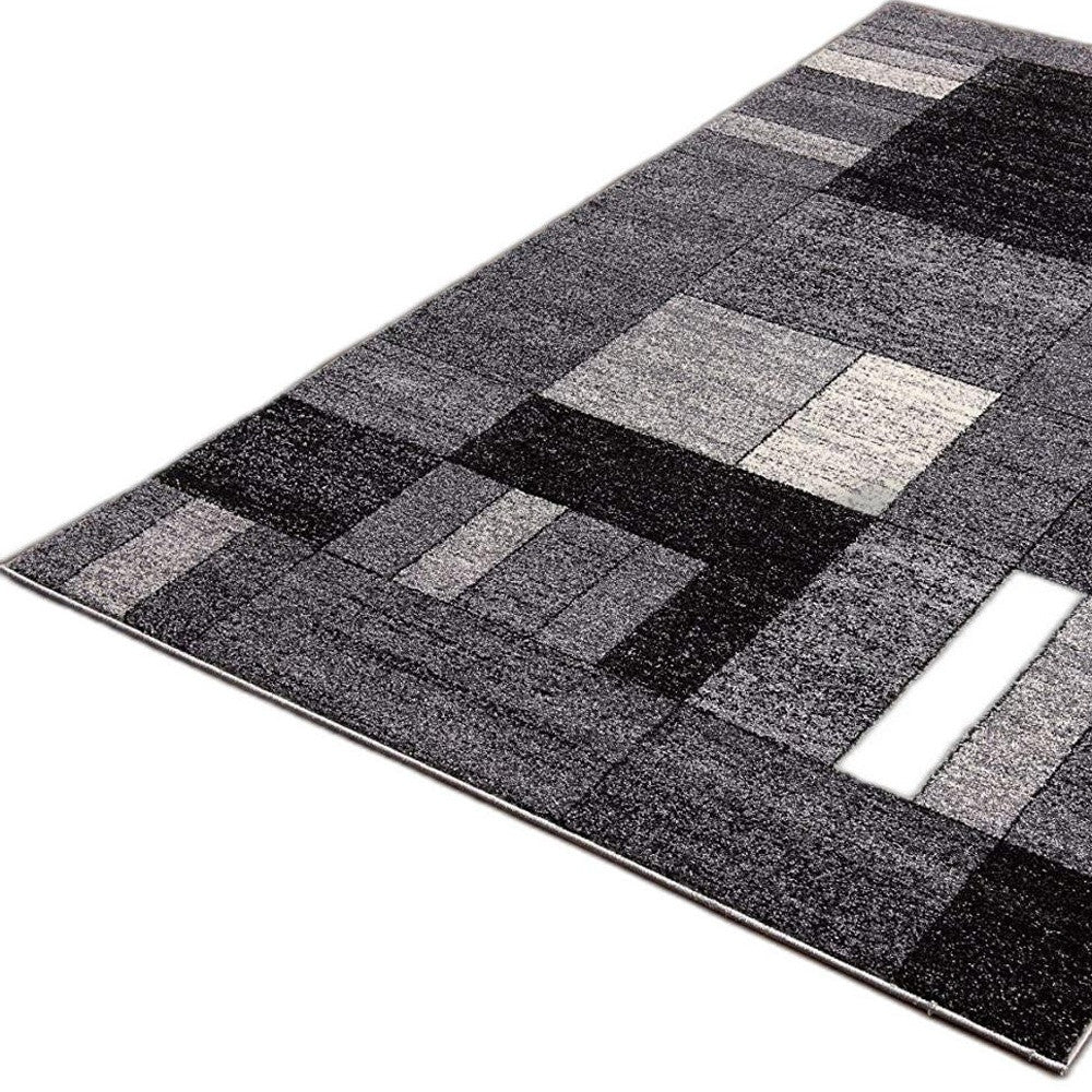 8’ X 11’ Gray Distressed Geometric Area Rug