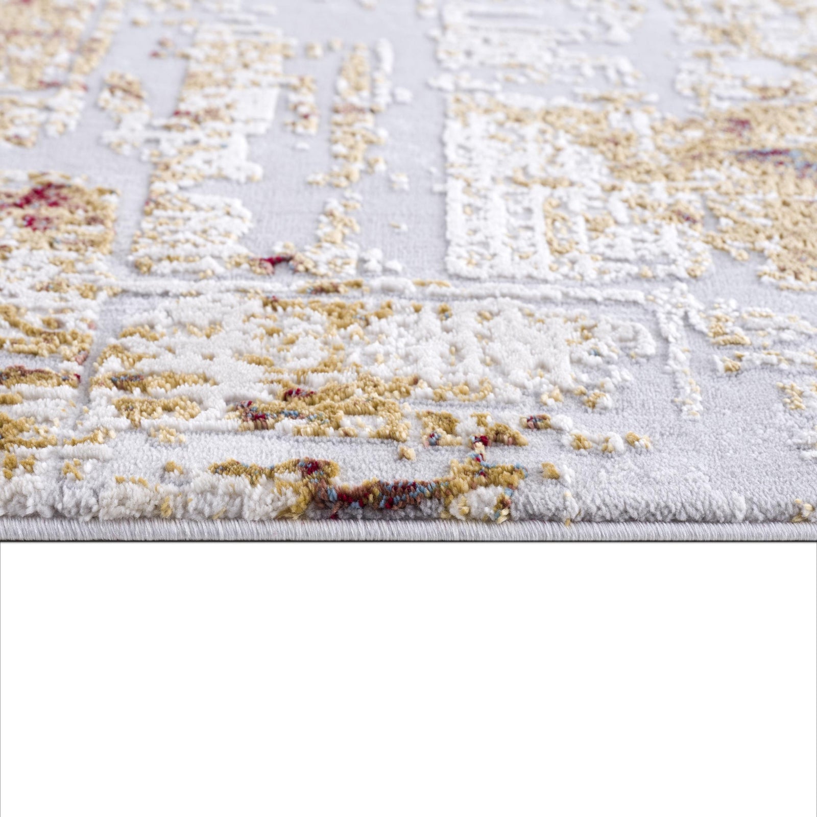 4’ X 6’ Abstract Beige And Gold Modern Area Rug