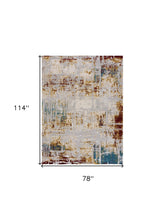 4’ X 6’ Abstract Beige And Gold Modern Area Rug