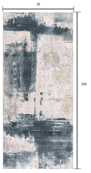 Cream And Blue Abstract Patches Runner Rug - 2’ x 10’