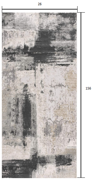 2’ X 10’ Cream And Gray Abstract Patches Runner Rug