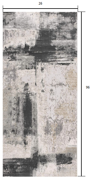 2’ X 10’ Cream And Gray Abstract Patches Runner Rug