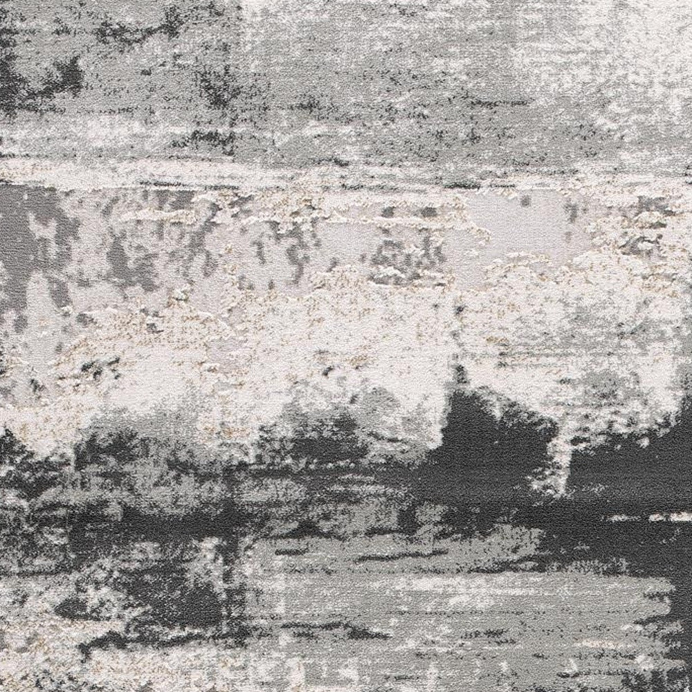 2’ X 10’ Cream And Gray Abstract Patches Runner Rug