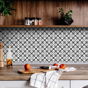 Dark Gray And White Coli Peel And Stick Tiles - 4" x 4"