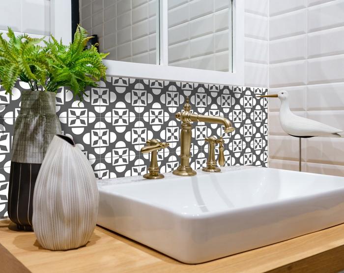 Dark Gray And White Coli Peel And Stick Tiles - 4" x 4"