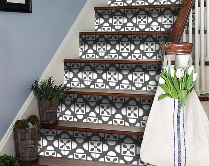 Dark Gray And White Coli Peel And Stick Tiles - 4" x 4"