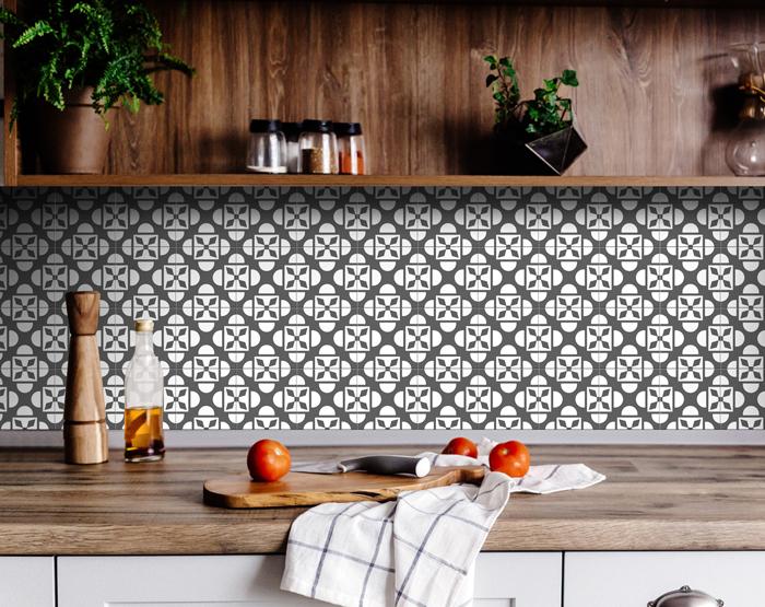 Dark Gray And White Coli Peel And Stick Tiles - 4" x 4"