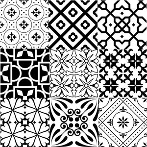 4" X 4" Black And White Mash Peel And Stick Removable Tiles