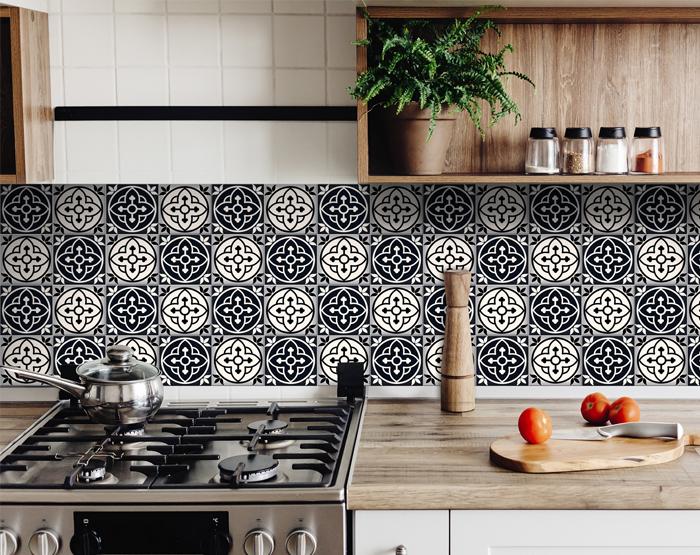 4" X 4" Black And White Rory Peel And Stick Removable Tiles