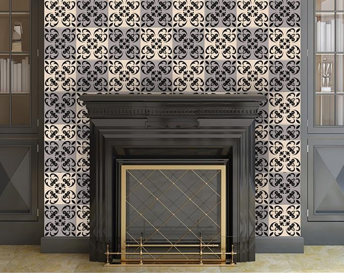 4" X 4" Light Grey And Cream Orchid Peel And Stick Removable Tiles