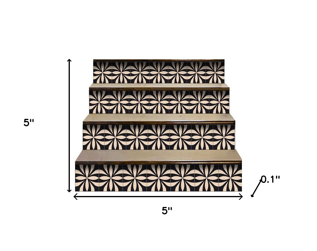 Intertwined Black And Cream Peel And Stick Removable Tiles - 4" x 4"