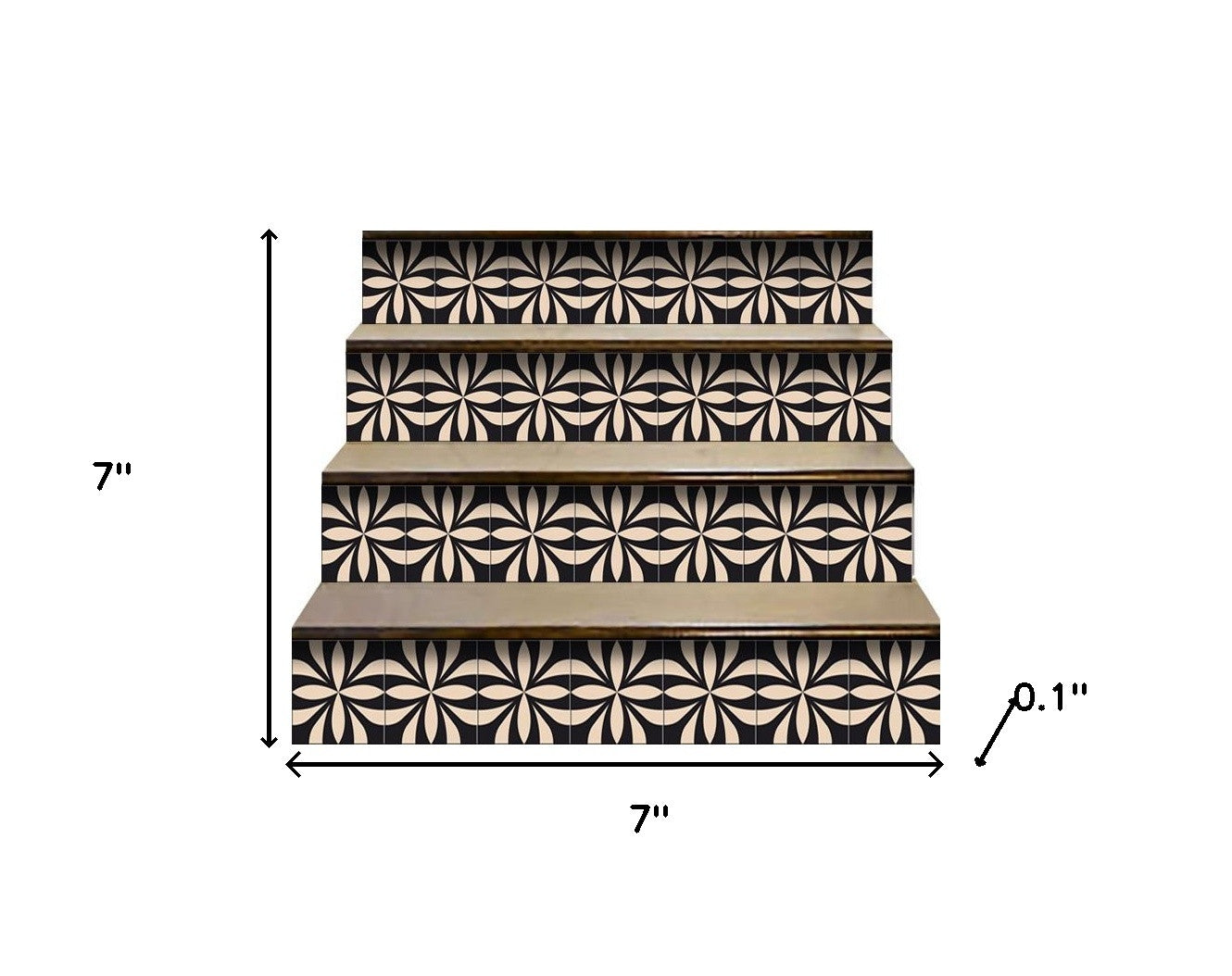 Intertwined Black And Cream Peel And Stick Removable Tiles - 4" x 4"