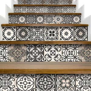 4" X 4" Charcoal And White Mosaic Peel And Stick Removable Tiles