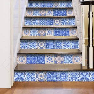 4" X 4" Dark And Light Blue Mosaic Peel And Stick Removable Tiles