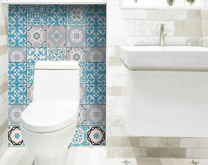 4" X 4" Sky Bluemosaic Peel And Stick Removable Tiles