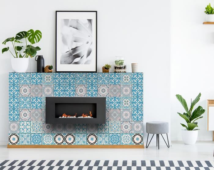 4" X 4" Sky Bluemosaic Peel And Stick Removable Tiles