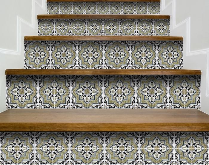 Vintage Sage Medallion Peel And Stick Removable Tiles - 4" x 4"