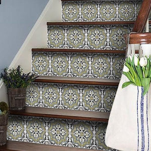 Vintage Sage Medallion Peel And Stick Removable Tiles - 4" x 4"