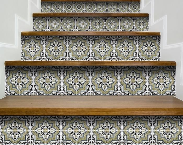 Vintage Sage Medallion Peel And Stick Removable Tiles - 4" x 4"