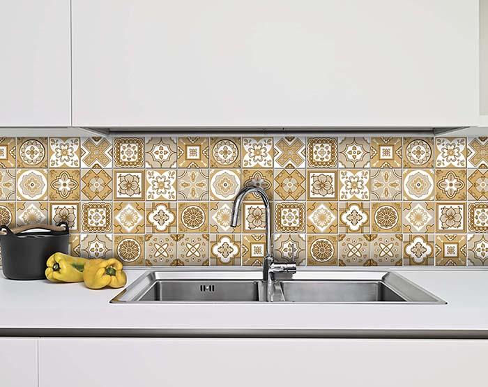 4" X 4" Vintage Brown And White Peel And Stick Removable Tiles