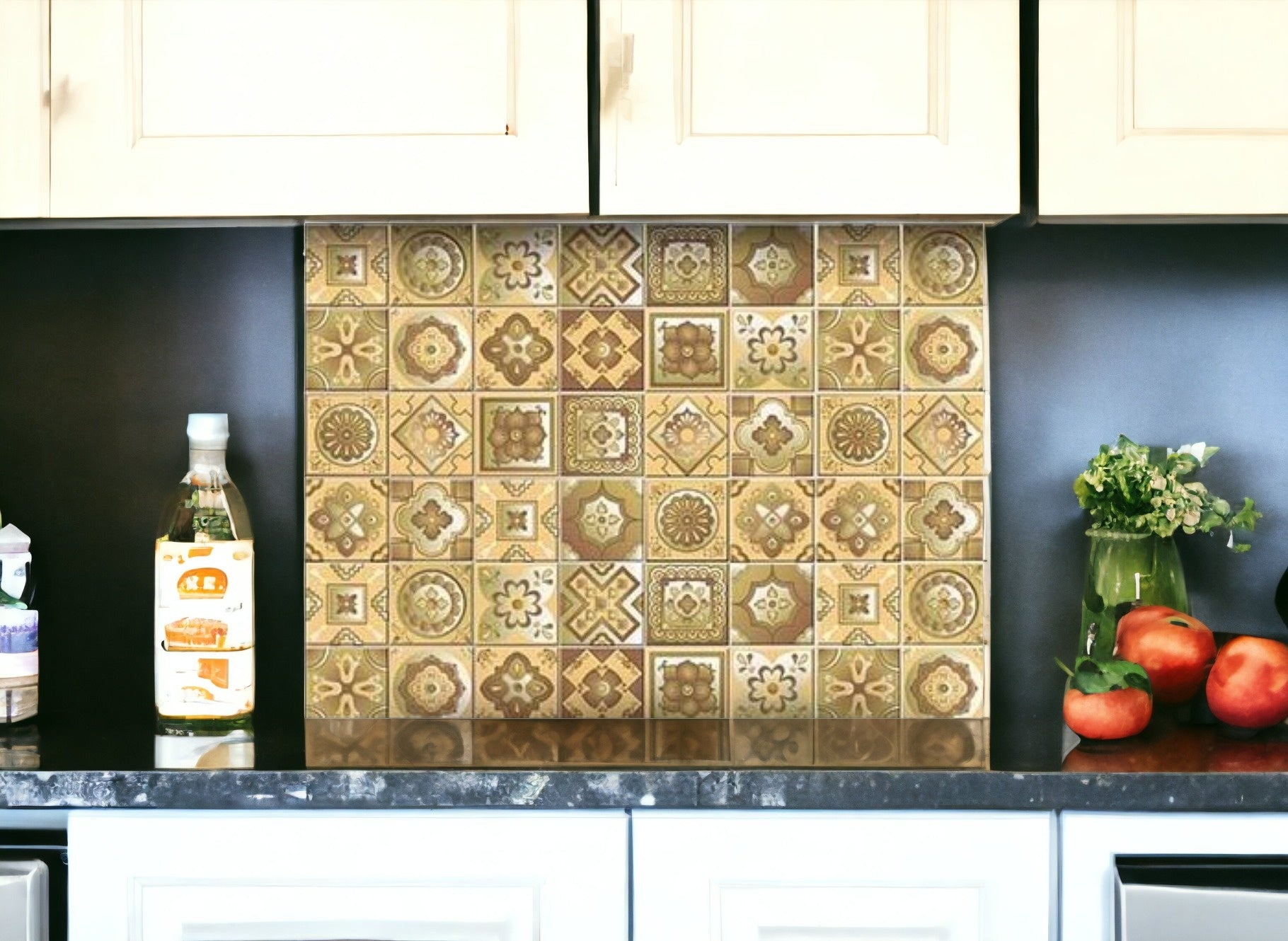 Vintage Beige And White Peel And Stick Removable Tiles 4" X 4"