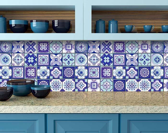 4" X 4" Vintage Turq Blue And White Peel And Stick Removable Tiles