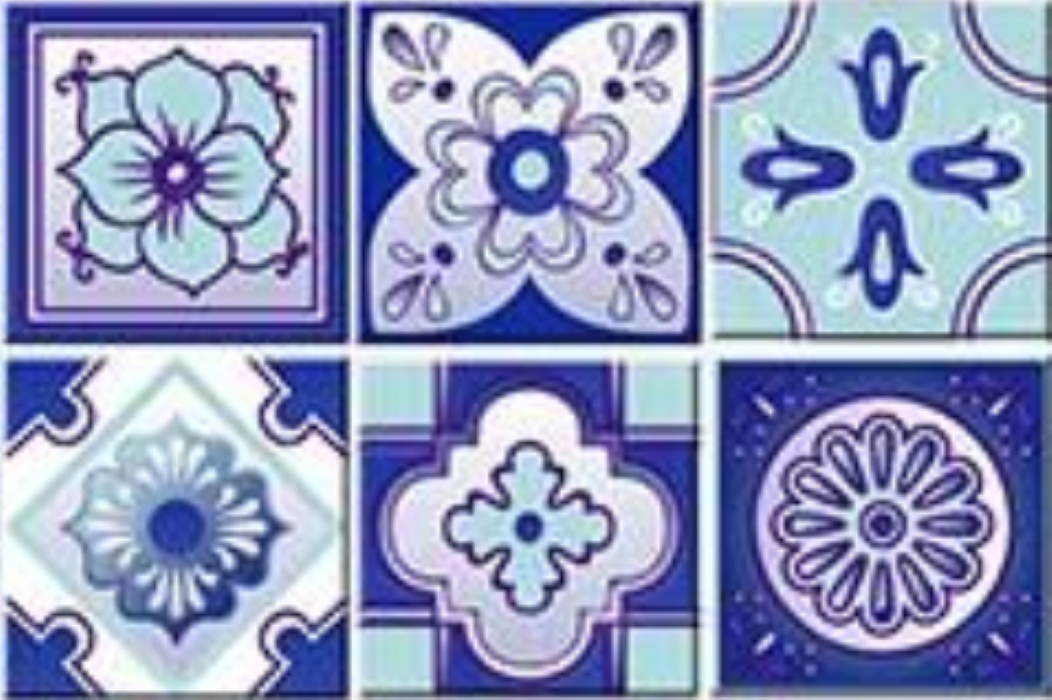 4" X 4" Vintage Turq Blue And White Peel And Stick Removable Tiles