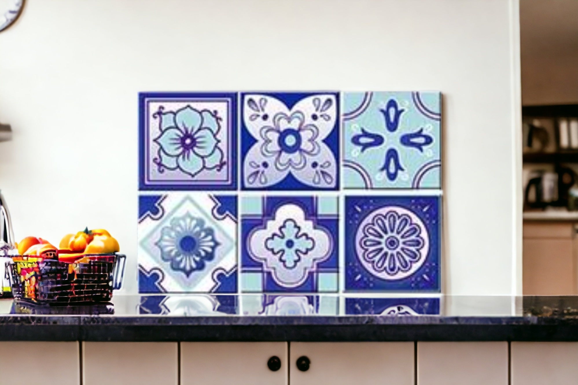 4" X 4" Vintage Turq Blue And White Peel And Stick Removable Tiles