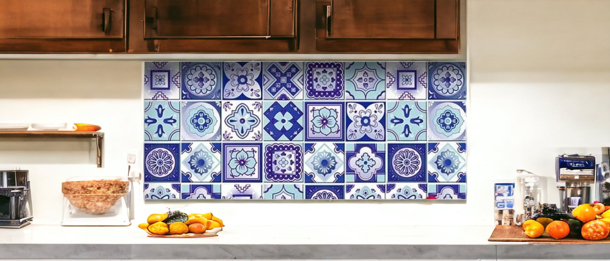 4" X 4" Vintage Turq Blue And White Peel And Stick Removable Tiles