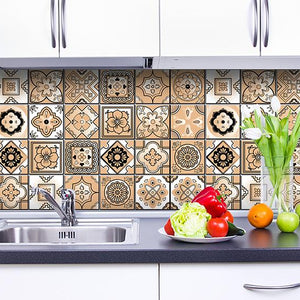 4" X 4" Shades Of Taupe Mosaic Peel And Stick Removable Tiles