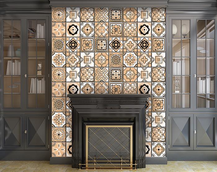 4" X 4" Shades Of Taupe Mosaic Peel And Stick Removable Tiles