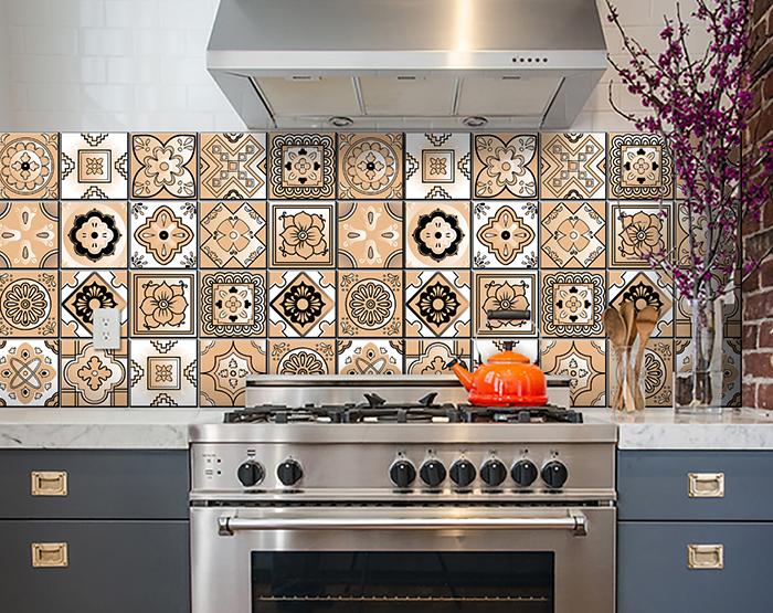 4" X 4" Shades Of Taupe Mosaic Peel And Stick Removable Tiles