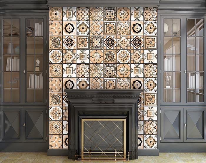 4" X 4" Shades Of Taupe Mosaic Peel And Stick Removable Tiles