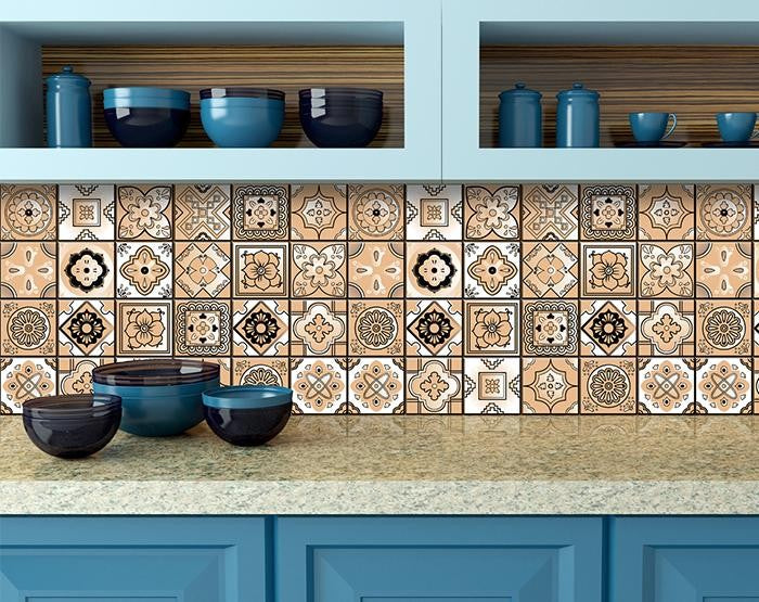 4" X 4" Shades Of Taupe Mosaic Peel And Stick Removable Tiles