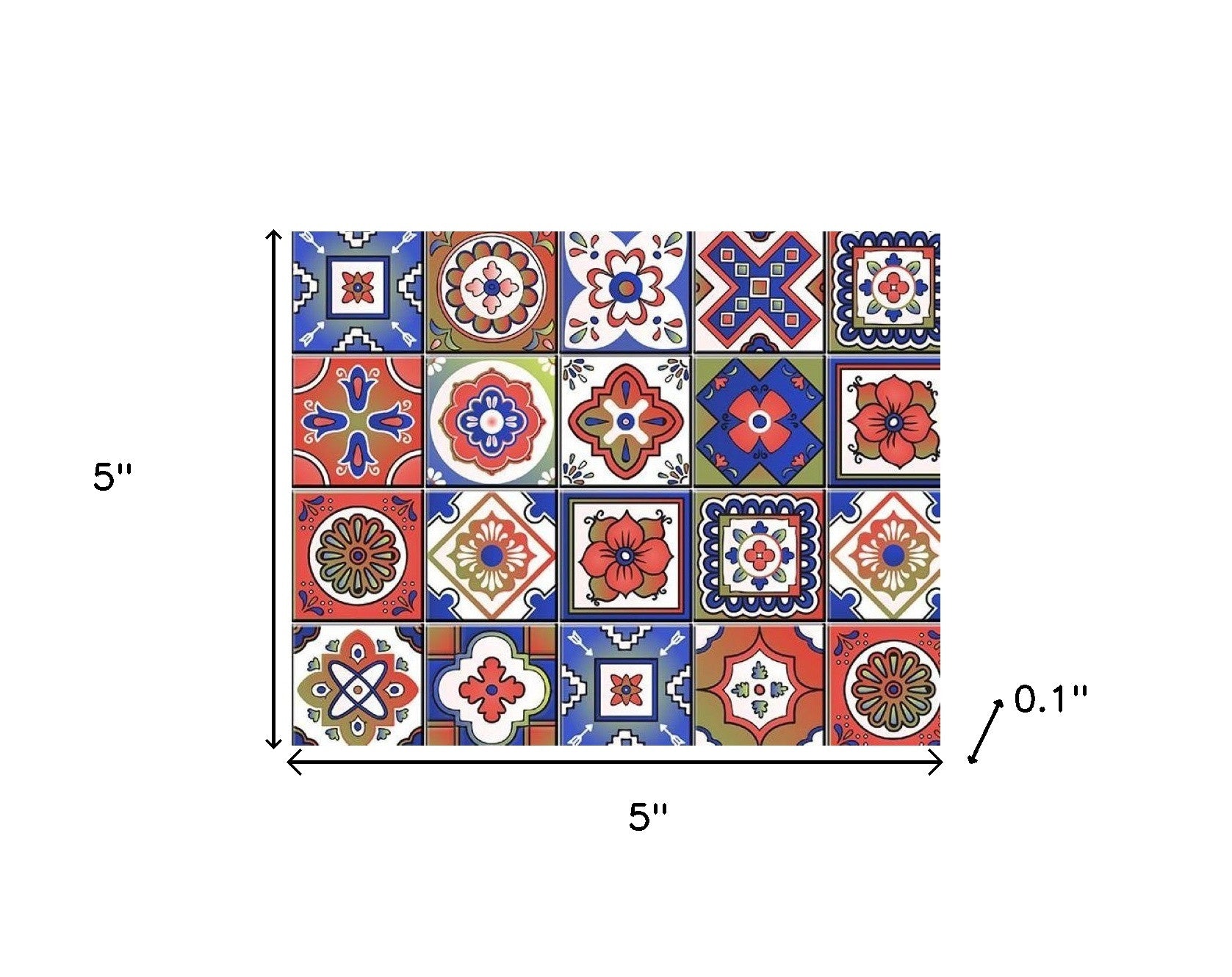 4" X 4" Mediterra Terra Cotta Mosaic Peel And Stick Removable Tiles