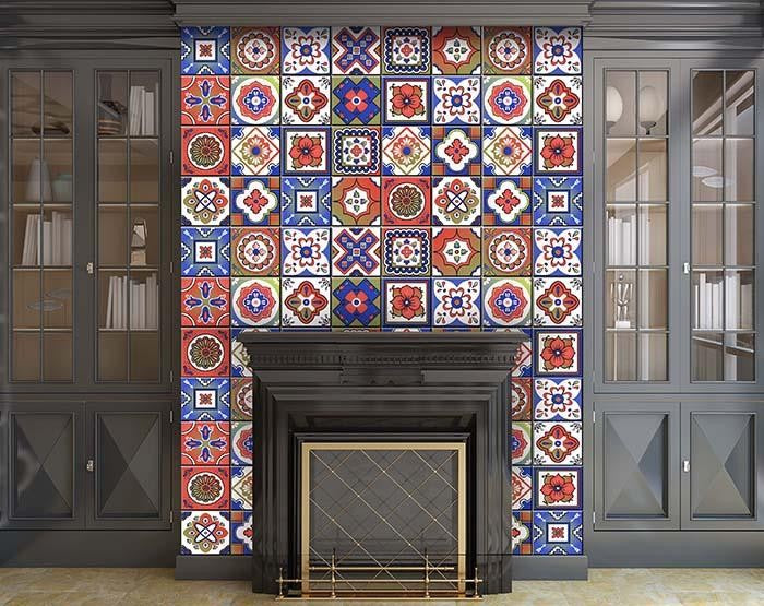 4" X 4" Mediterra Terra Cotta Mosaic Peel And Stick Removable Tiles