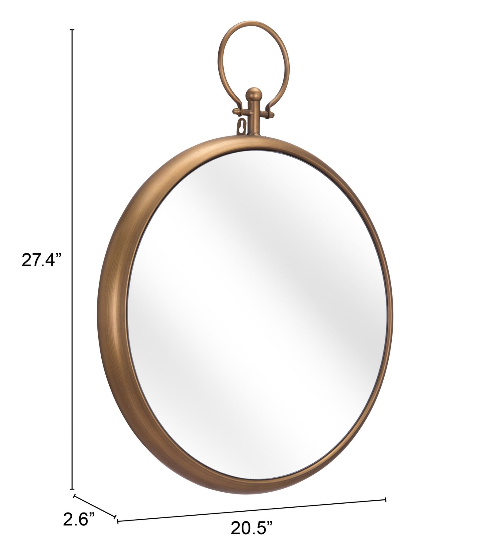 Gold Round Hanging Mirror