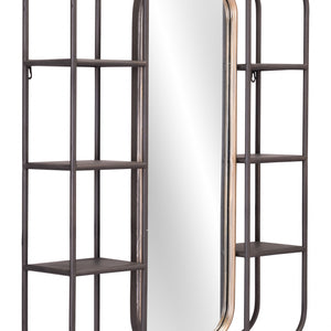 Industrial Gray Shelf with Gold Mirror